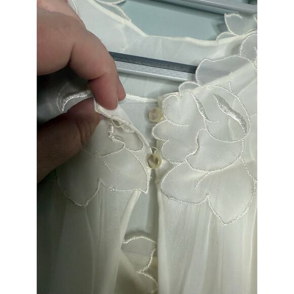 Vintage 50s Laros two piece sleepwear set peignor and nightgown lace off white - Picture 5 of 16